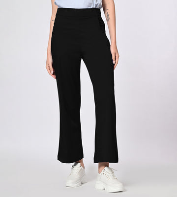 Polyester Spandex Black Casual Pants