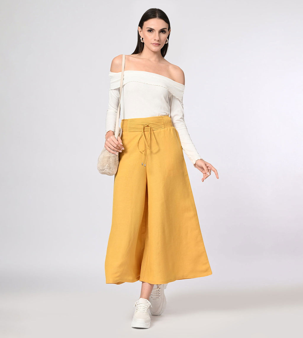 Cotton Linen Blend Wide Fit Culottes - Marvel