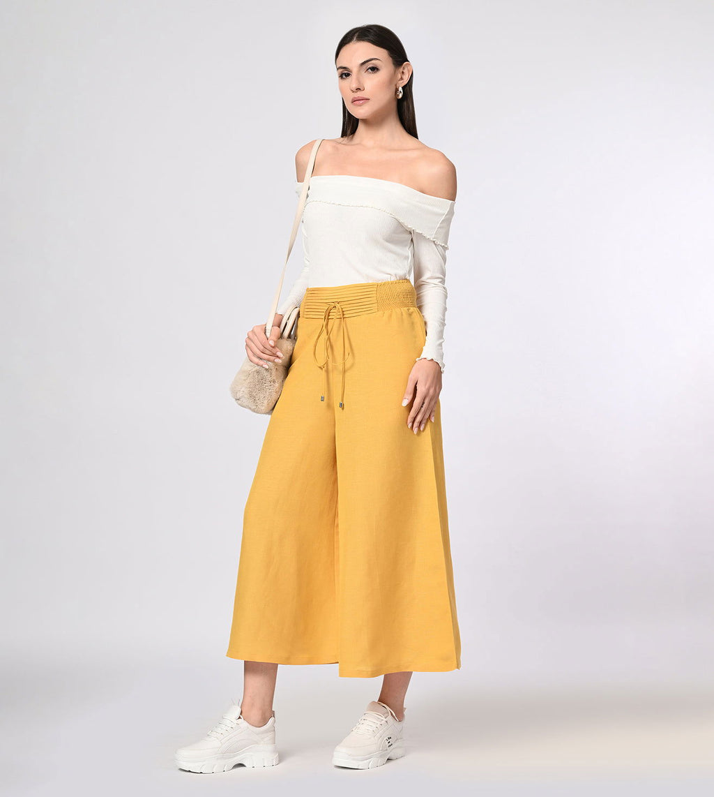 Cotton Linen Blend Wide Fit Culottes - Marvel