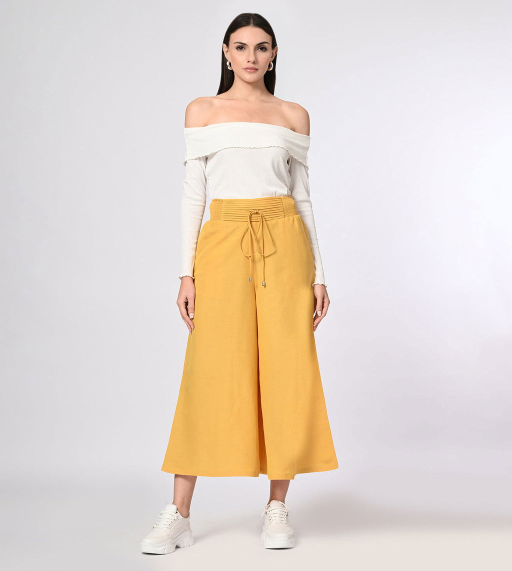 Cotton Linen Blend Wide Fit Culottes - Marvel