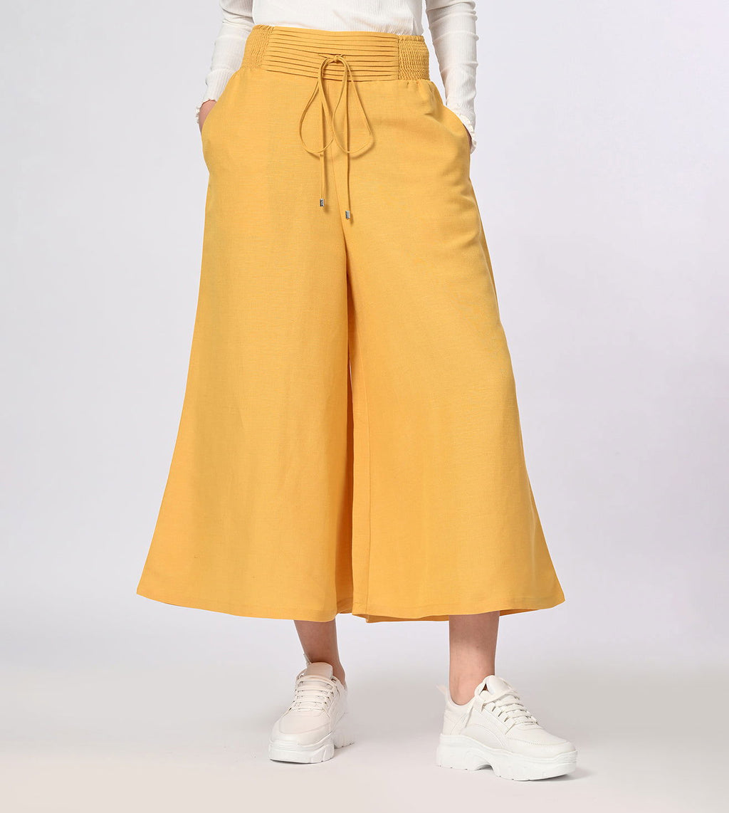 Cotton Linen Blend Wide Fit Culottes - Marvel