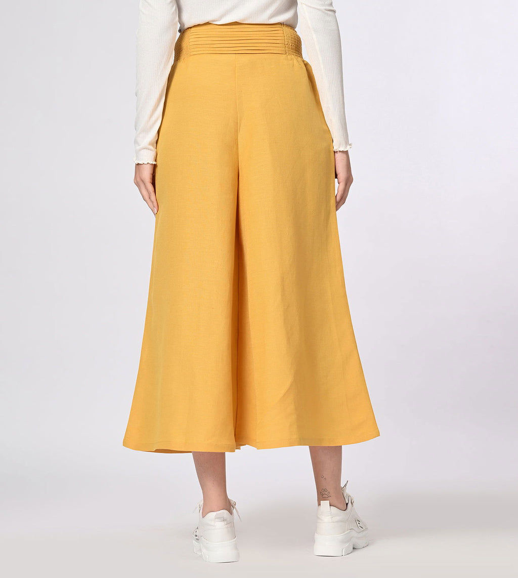 Cotton Linen Blend Wide Fit Culottes - Marvel