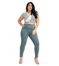 Sky Blue Cotton Twill Sculpting Pull-On Jeggings