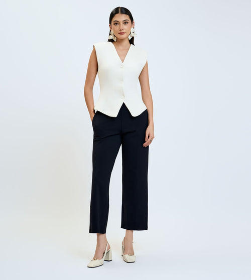 Ultimate Black Nylon Spandex Straight Fit Pants