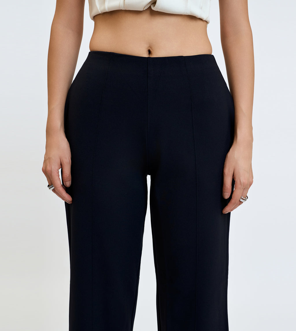 Ultimate Black Nylon Spandex Straight Fit Pants
