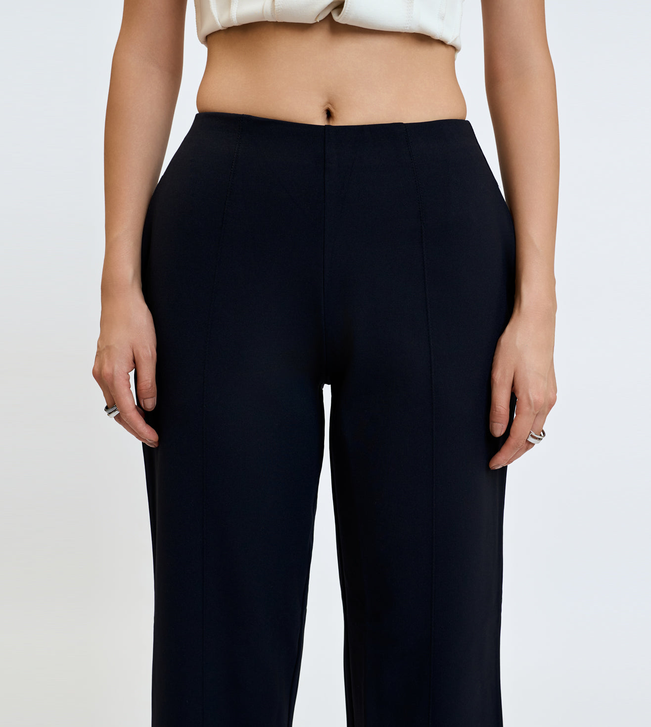 Ultimate Black Nylon Spandex Straight Fit Pants