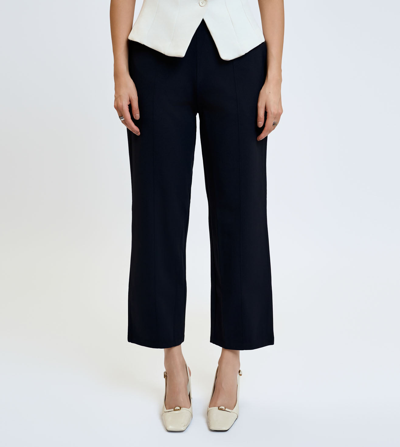 Ultimate Black Nylon Spandex Straight Fit Pants