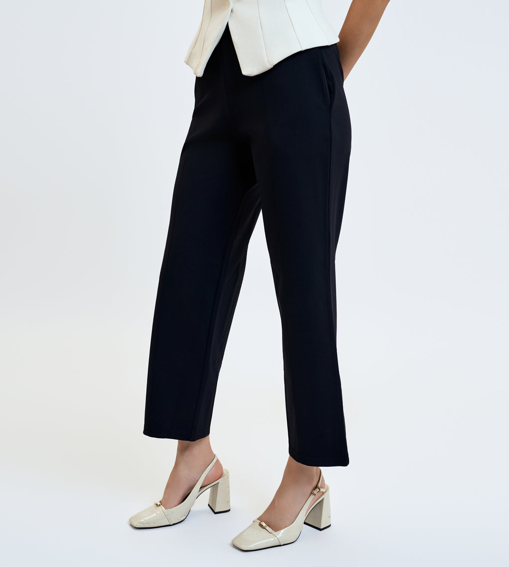 Ultimate Black Nylon Spandex Straight Fit Pants