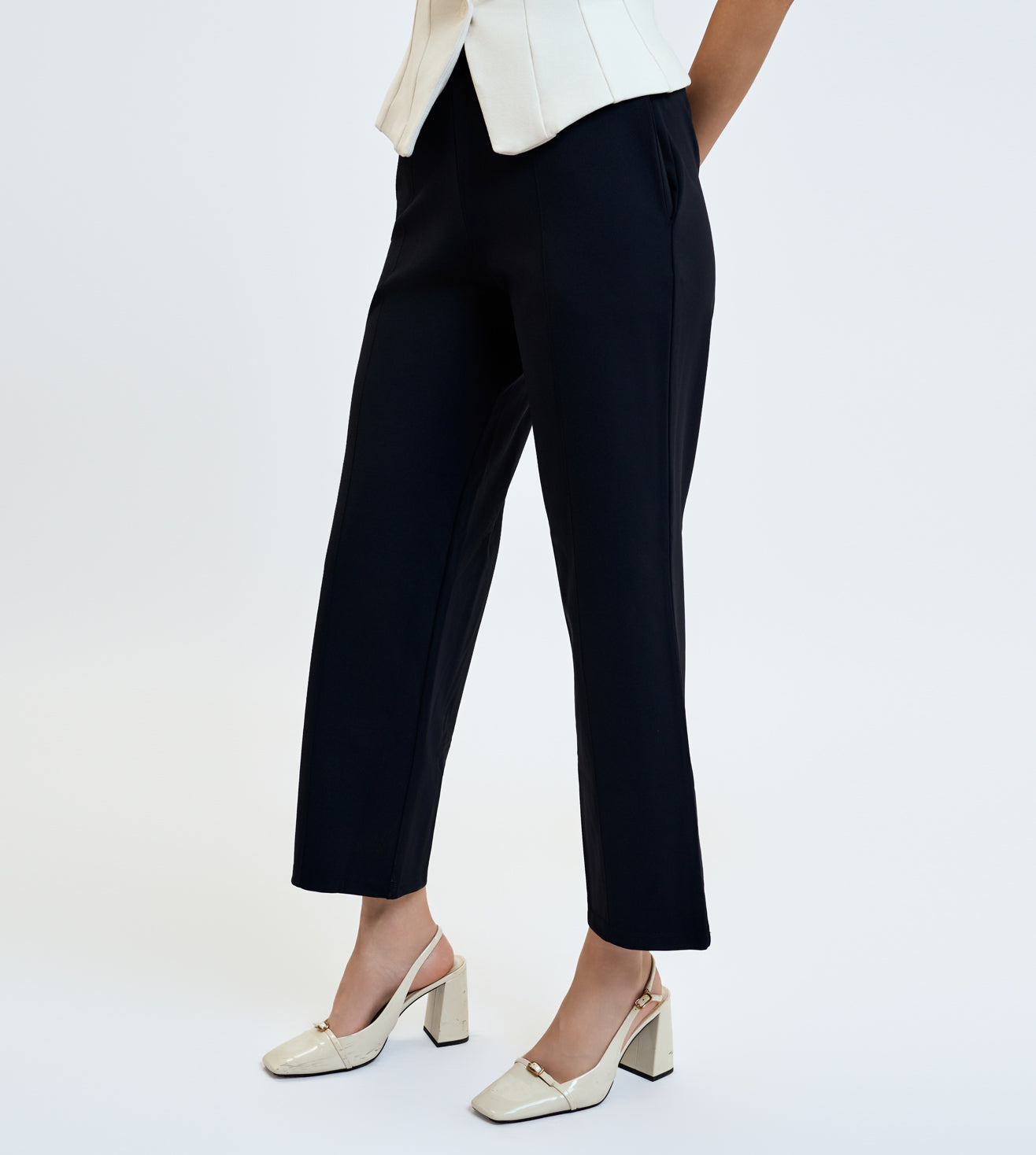 Ultimate Black Nylon Spandex Straight Fit Pants