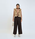 Coffee Cotton Linen Wide-Leg Pants