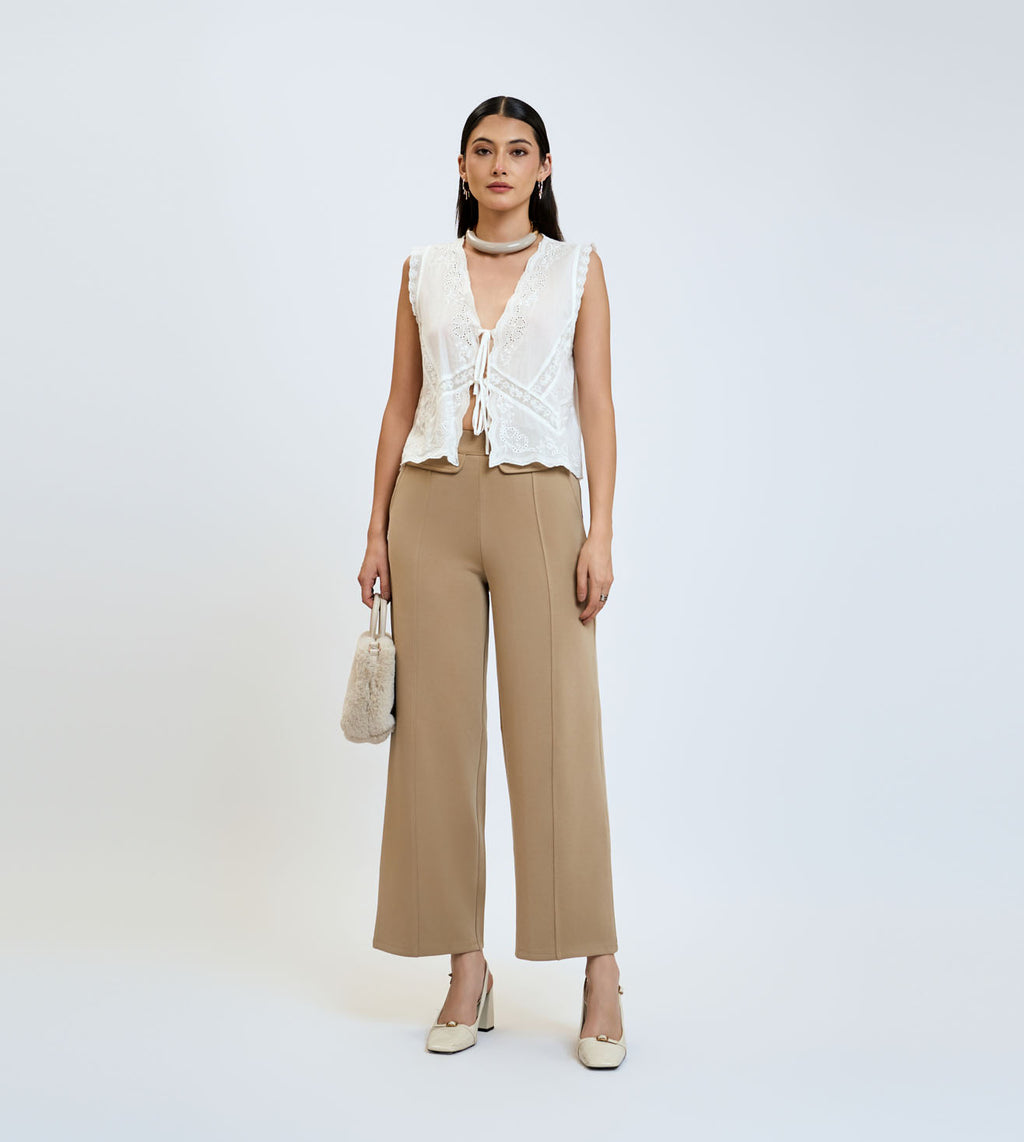 Fibert Tan Modal Wide-Leg Pants