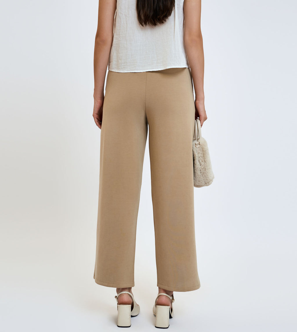Fibert Tan Modal Wide-Leg Pants