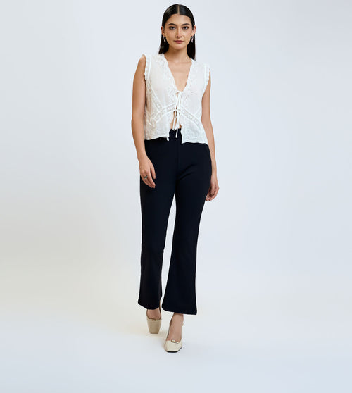 Ultimate Black Nylon Spandex Slim Flared Pants