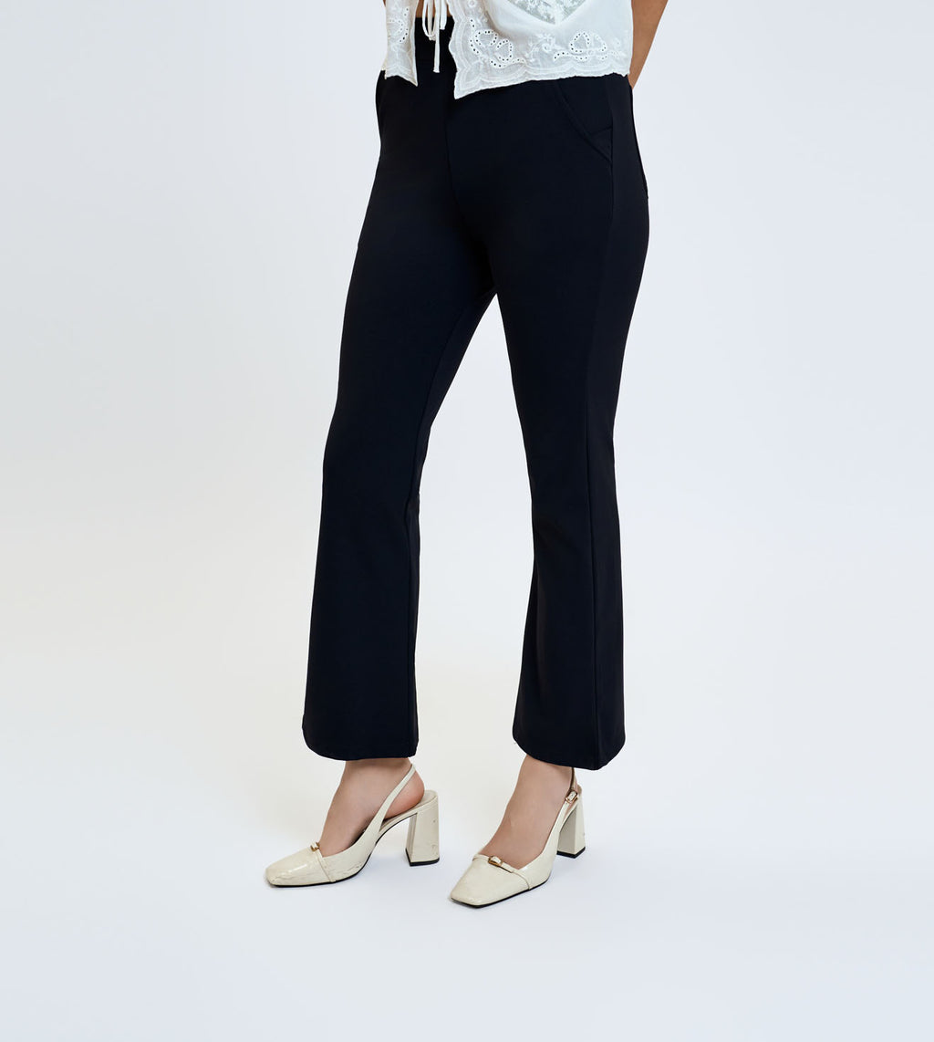 Ultimate Black Nylon Spandex Slim Flared Pants
