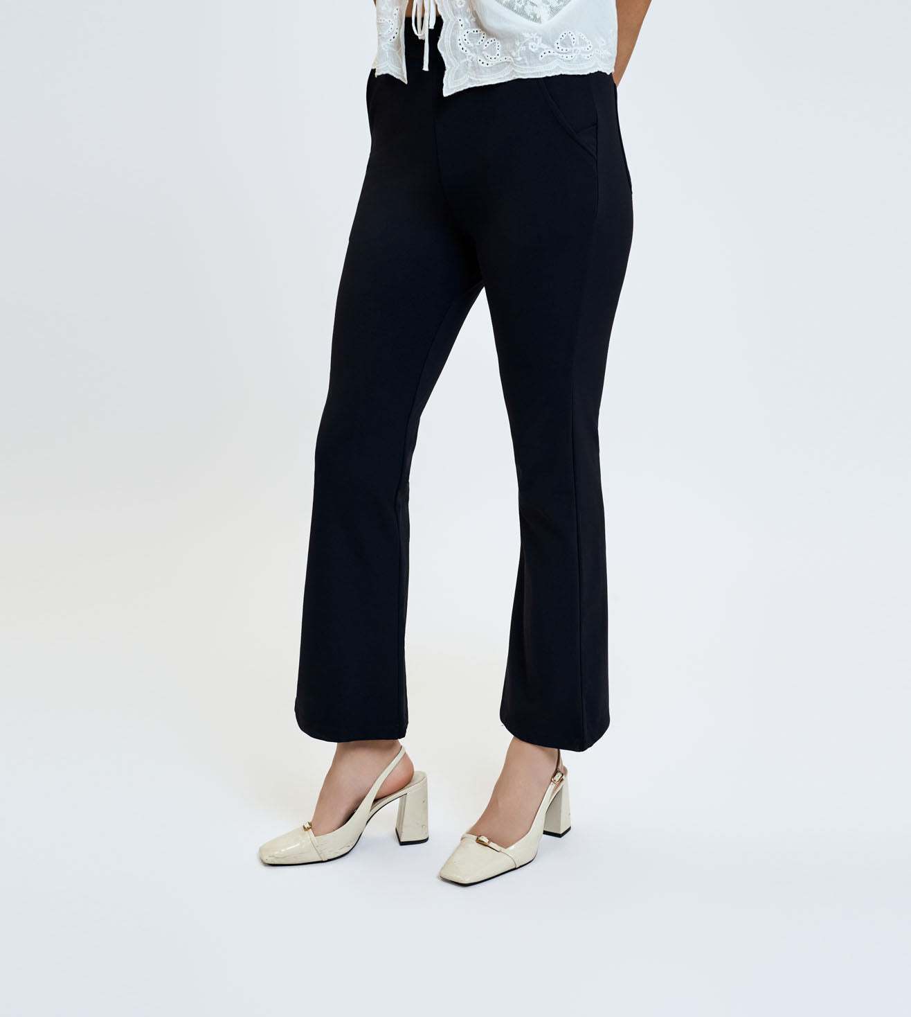 Ultimate Black Nylon Spandex Slim Flared Pants