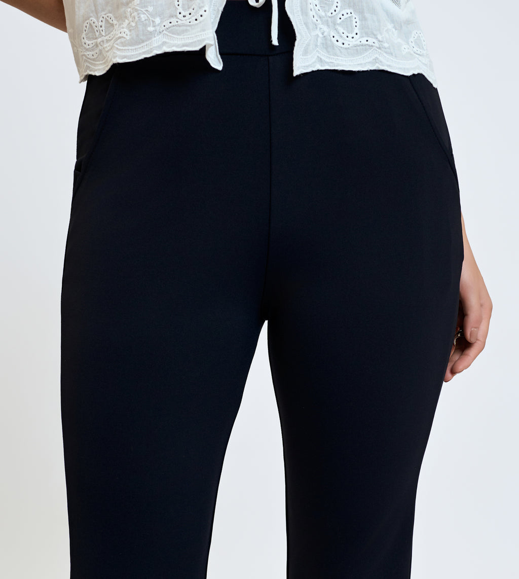 Ultimate Black Nylon Spandex Slim Flared Pants
