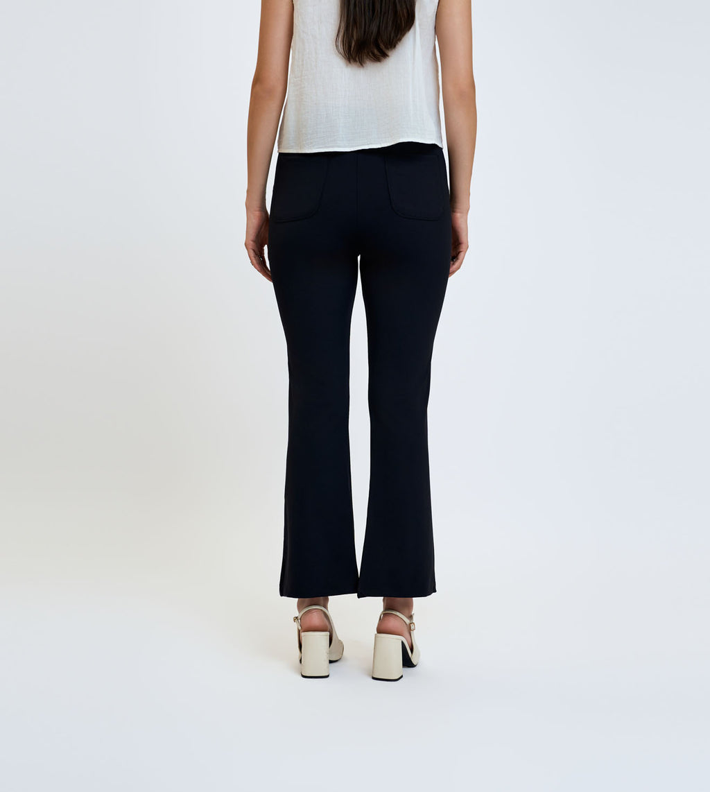 Ultimate Black Nylon Spandex Slim Flared Pants