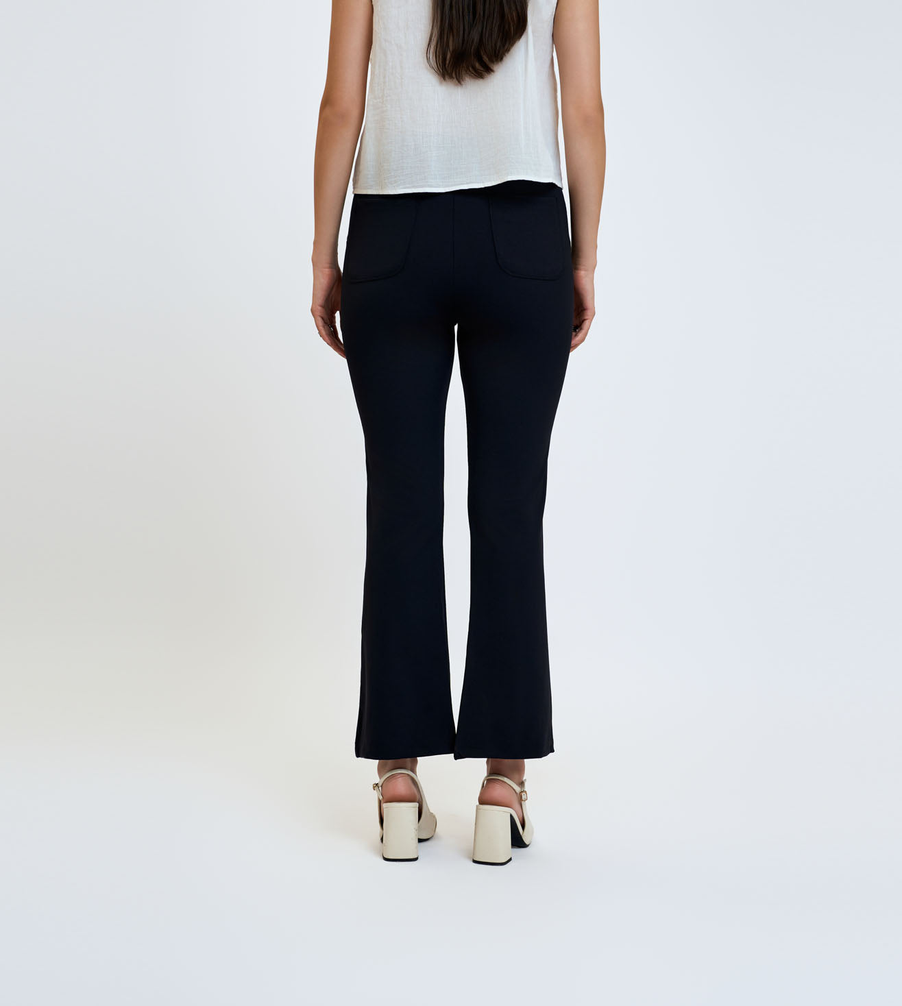 Ultimate Black Nylon Spandex Slim Flared Pants
