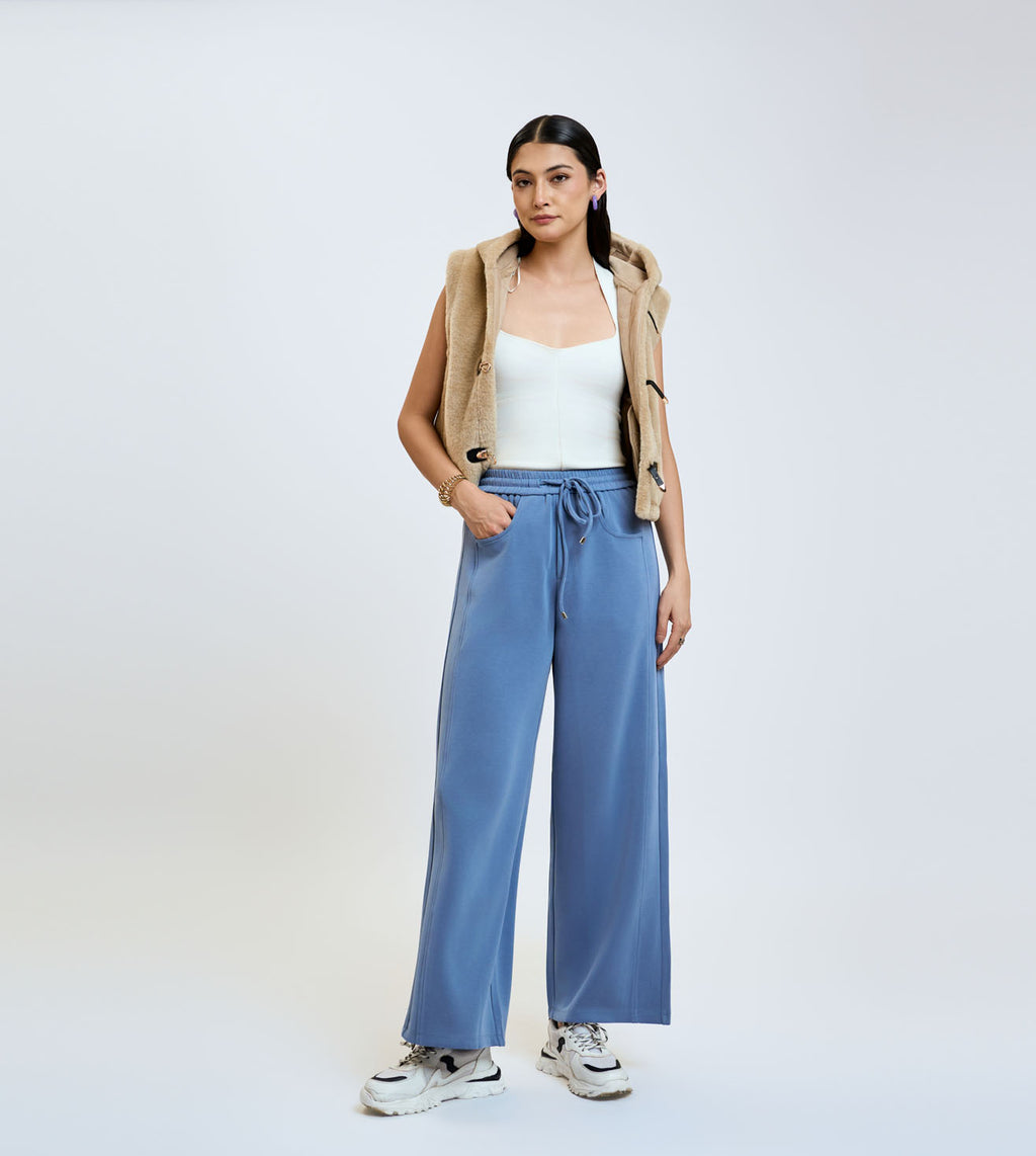 Navy Blue Modal Wide Leg Pants