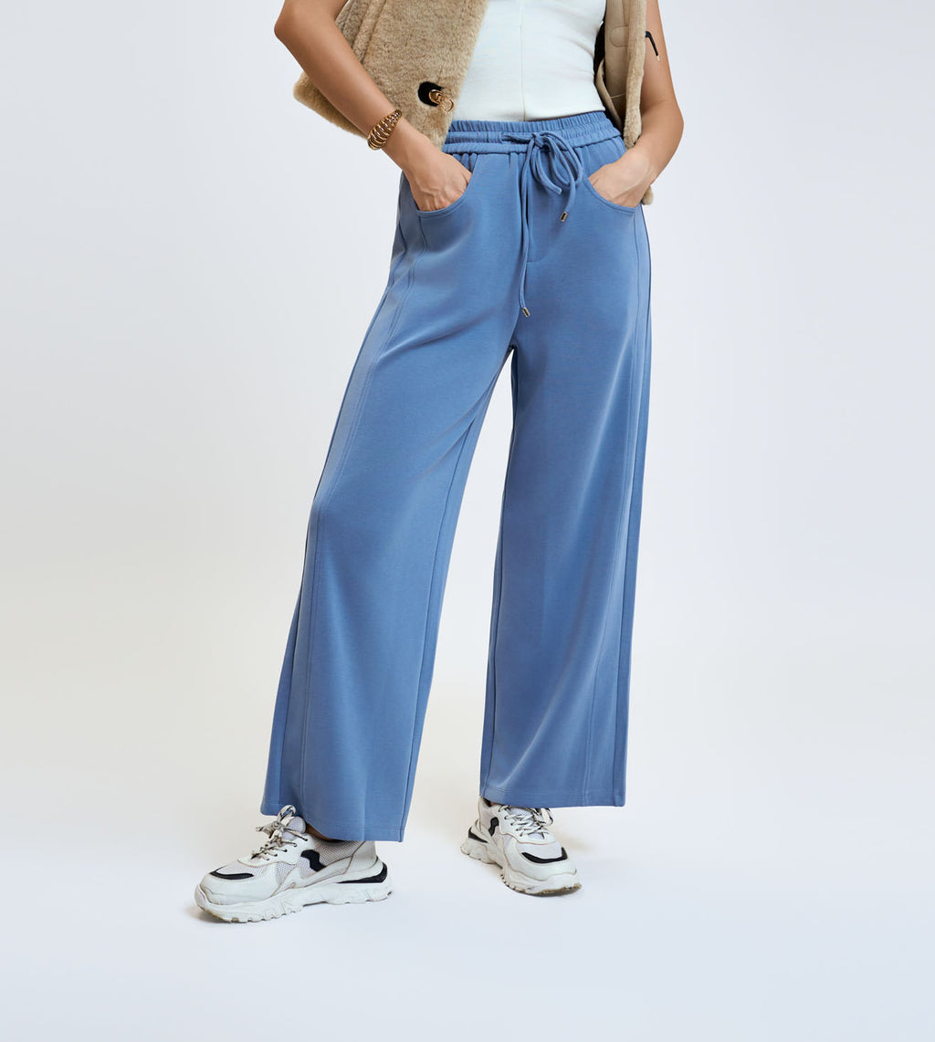 Navy Blue Modal Wide Leg Pants