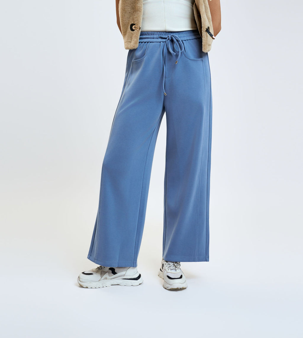 Navy Blue Modal Wide Leg Pants