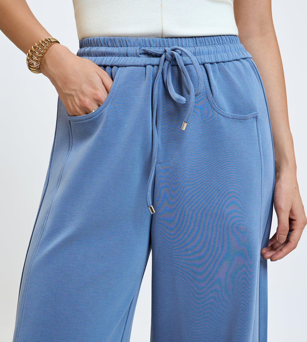 Navy Blue Modal Wide Leg Pants