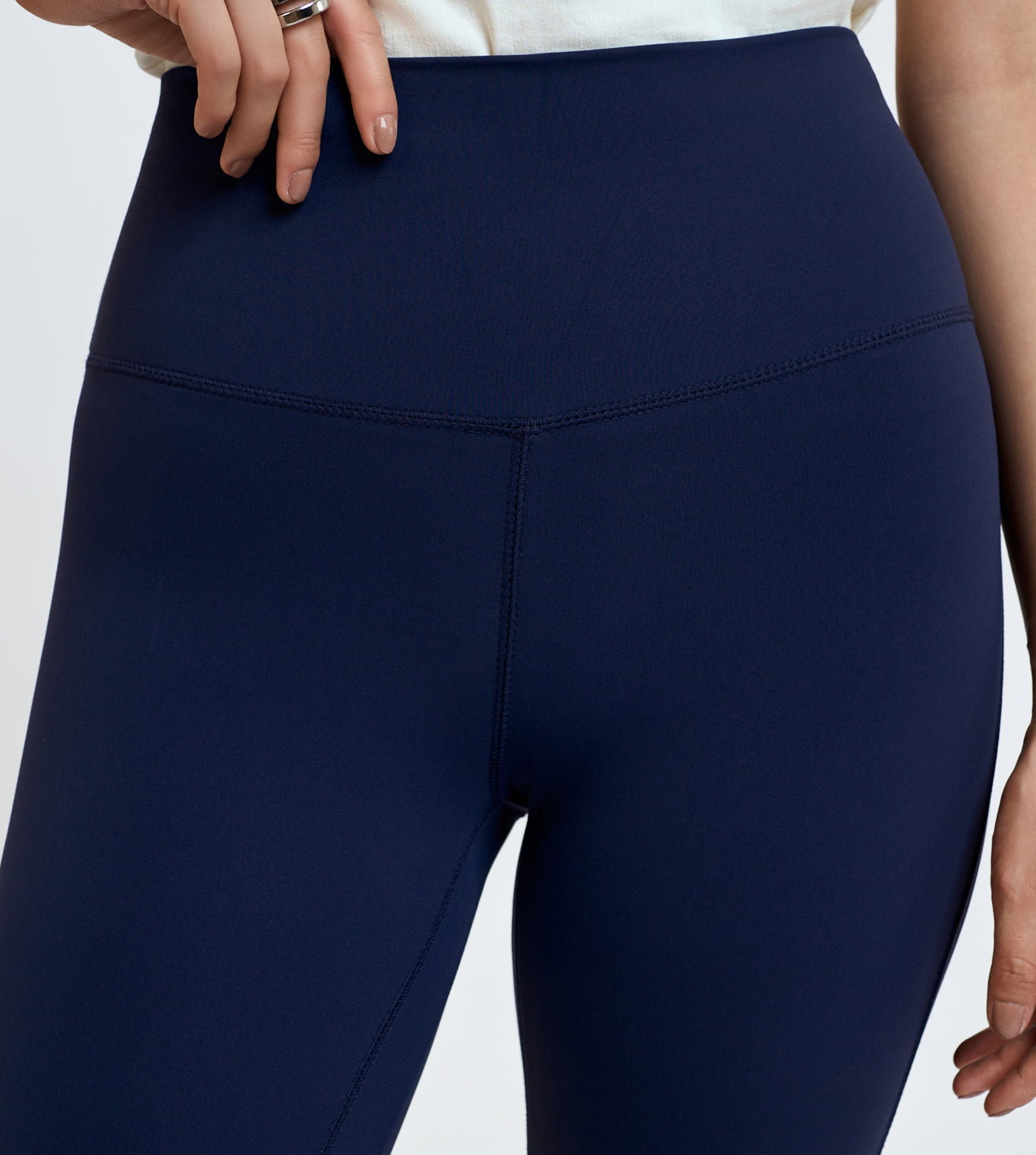Navy Nylon Spandex Flared Active Pants