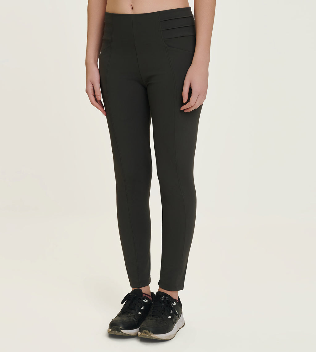 Olive Nylon Spandex Sculpt Panel Leggings