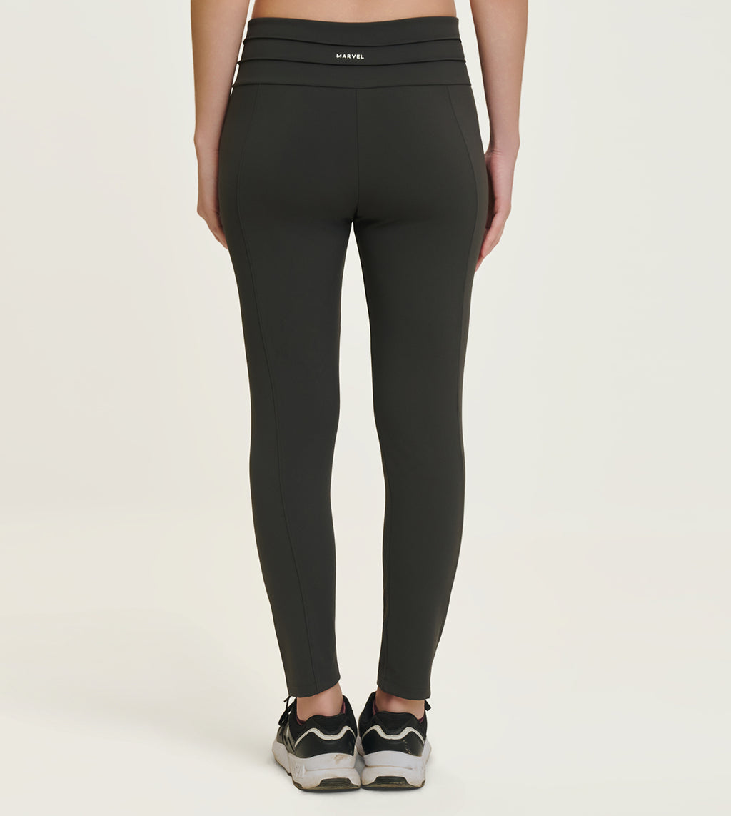 Olive Nylon Spandex Sculpt Panel Leggings