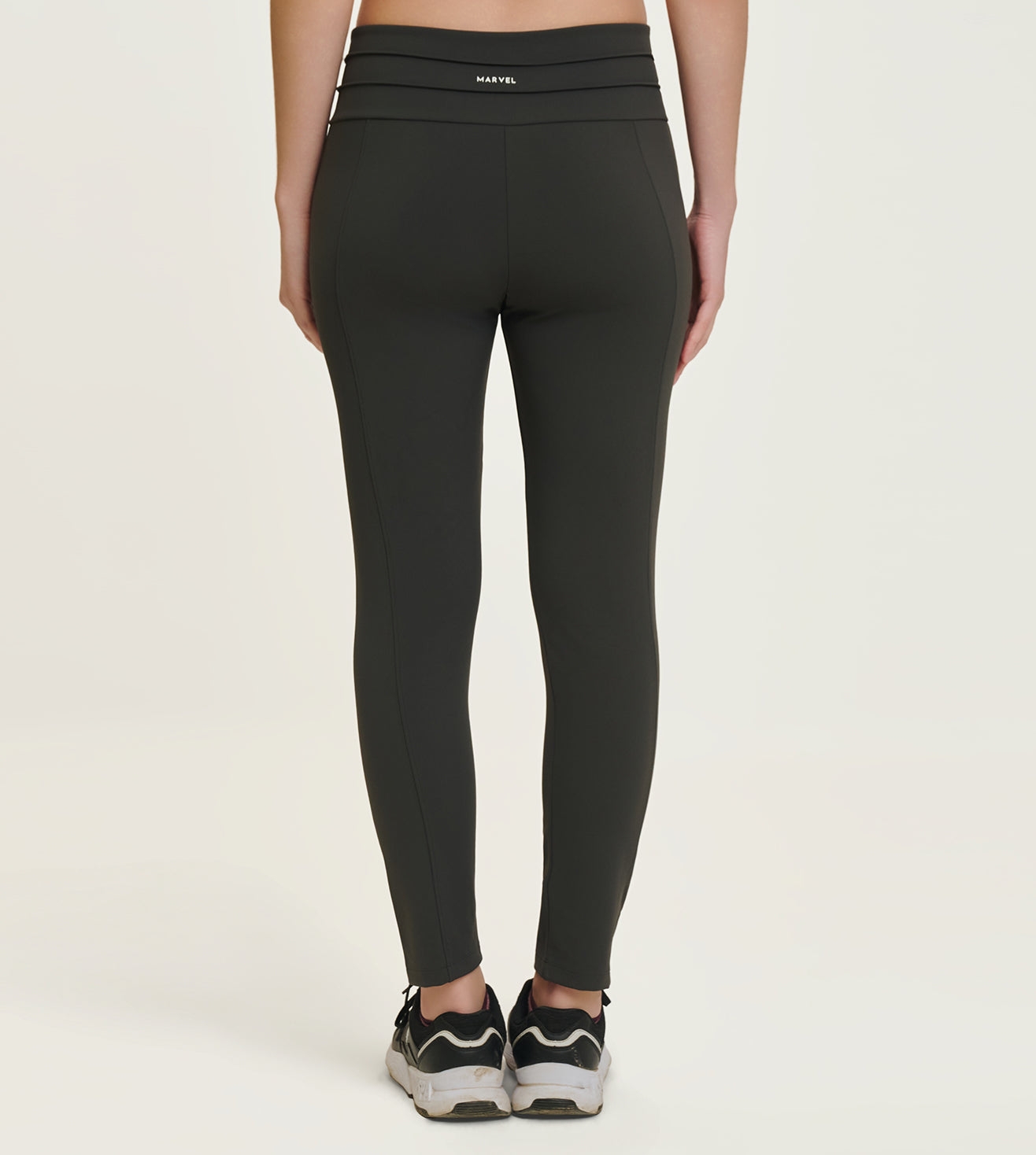 Olive Nylon Spandex Sculpt Panel Leggings