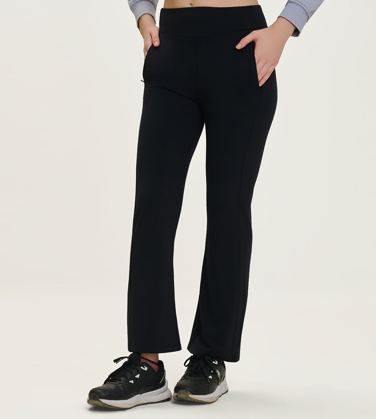 Black Nylon Spandex Flared Leggings