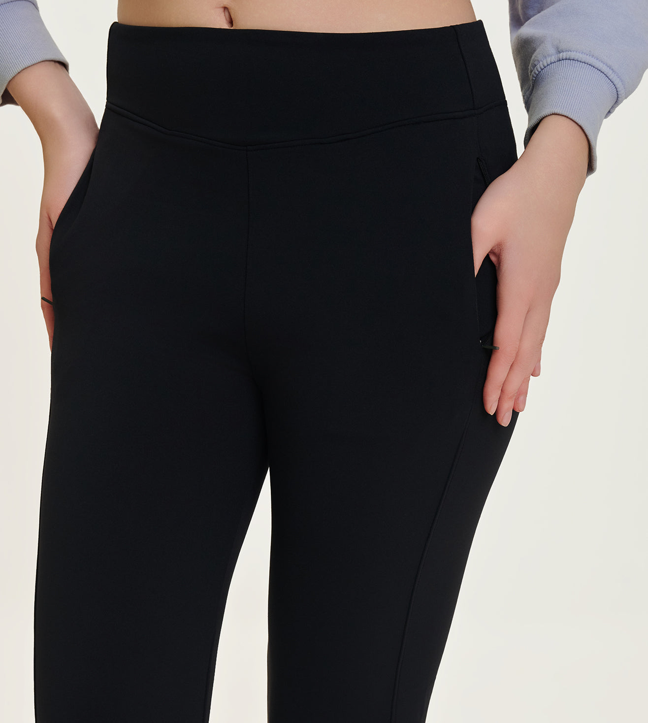 Black Nylon Spandex Flared Leggings