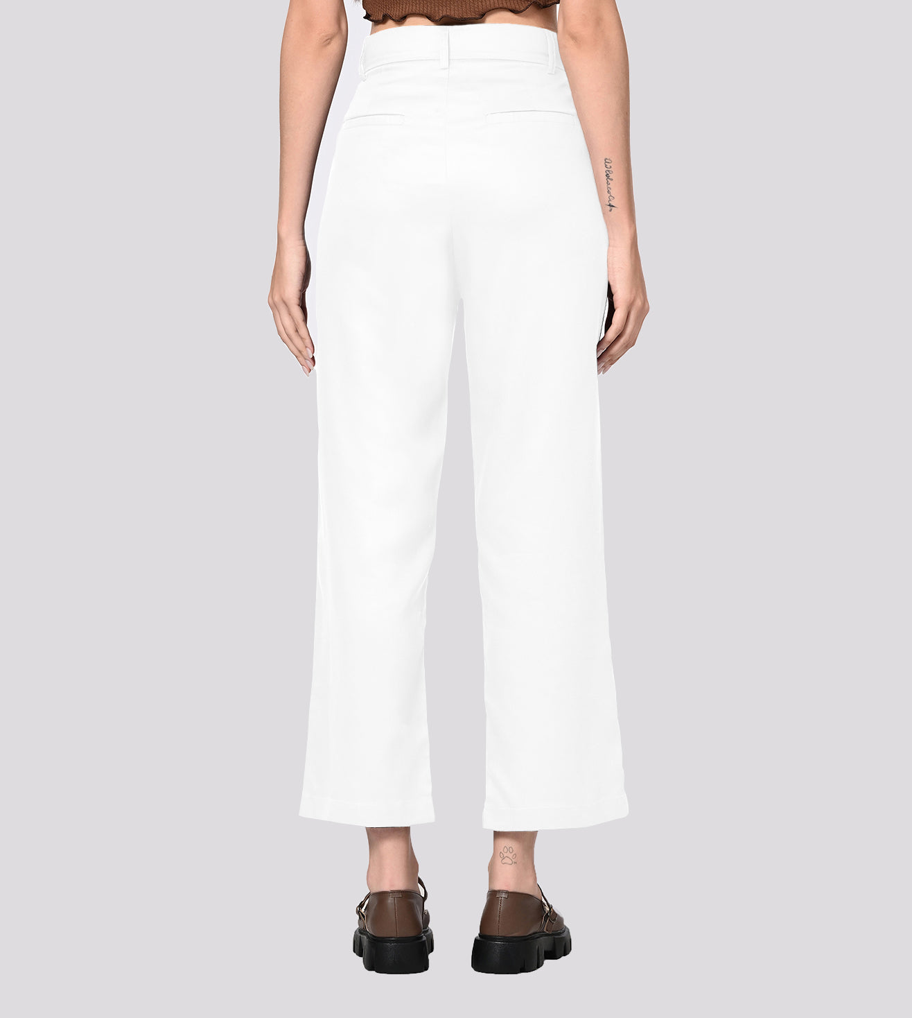 Tencel High Waisted Off White Bell Bottom Formal Pants
