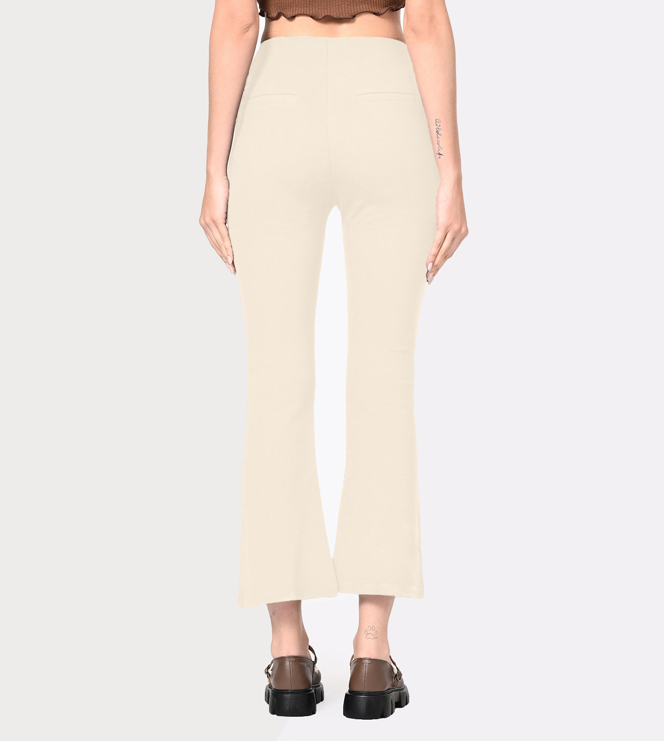 Ponty Roma Beige Bell Bottom High Waisted Pants