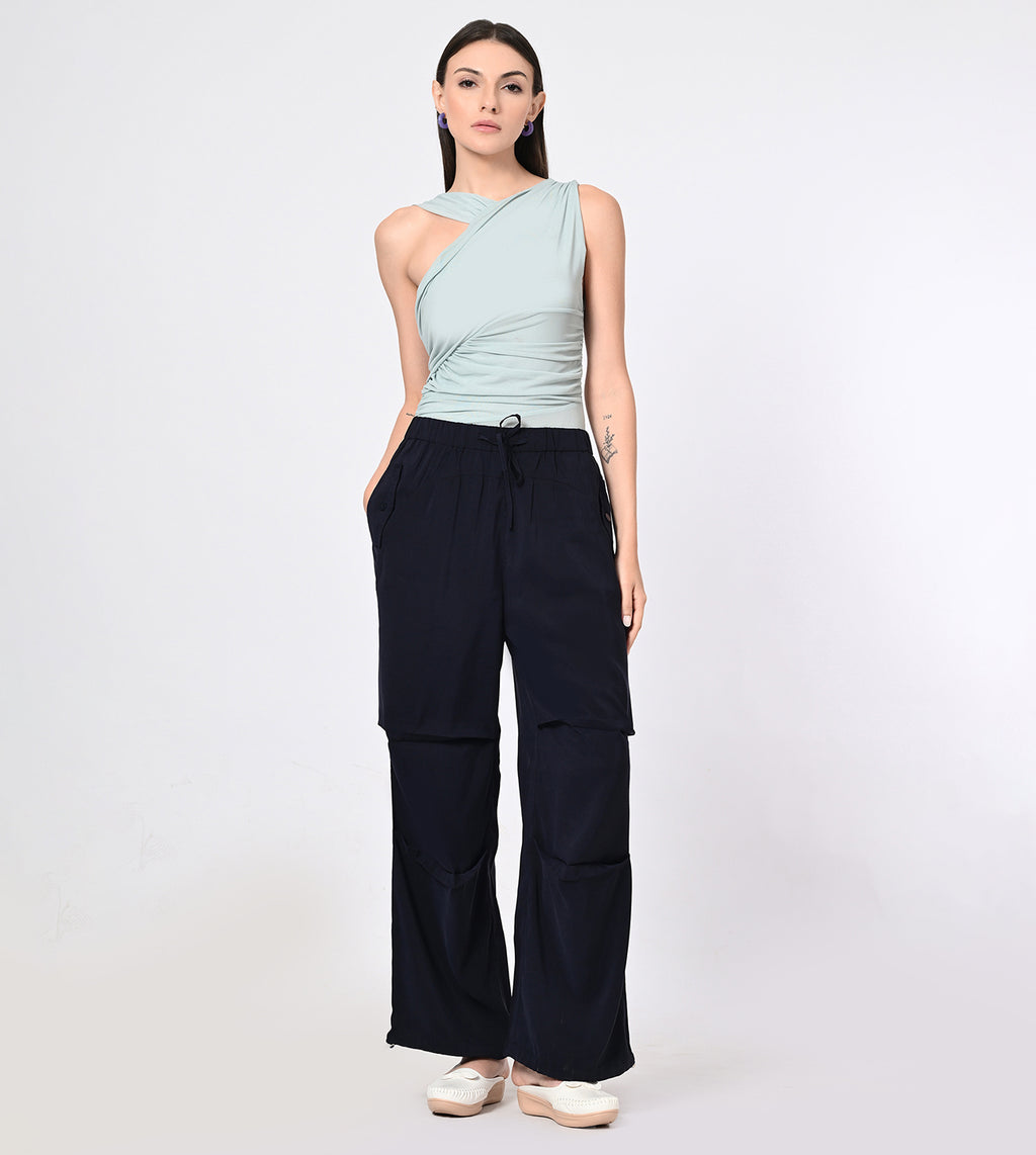 Navy Polynosic Utility Cargo Pants