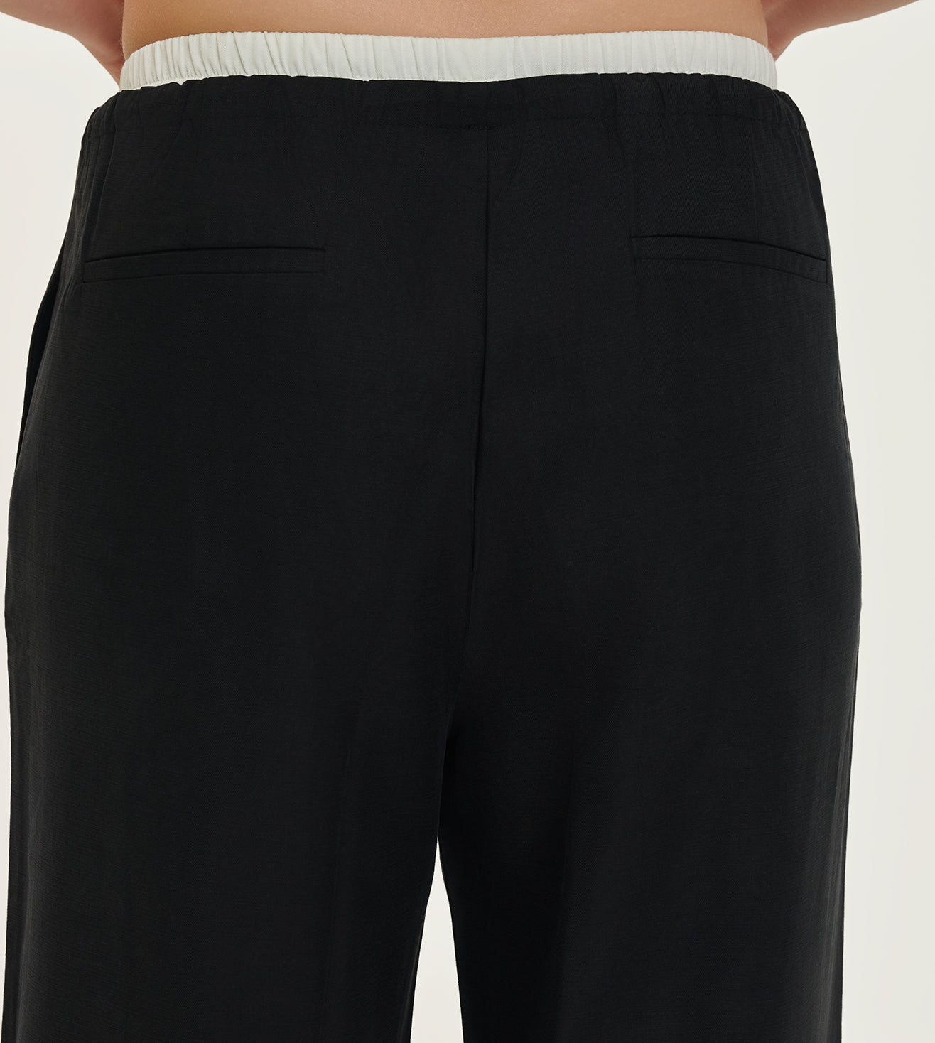 Black Cotton Linen Blend Relaxed Track Pants