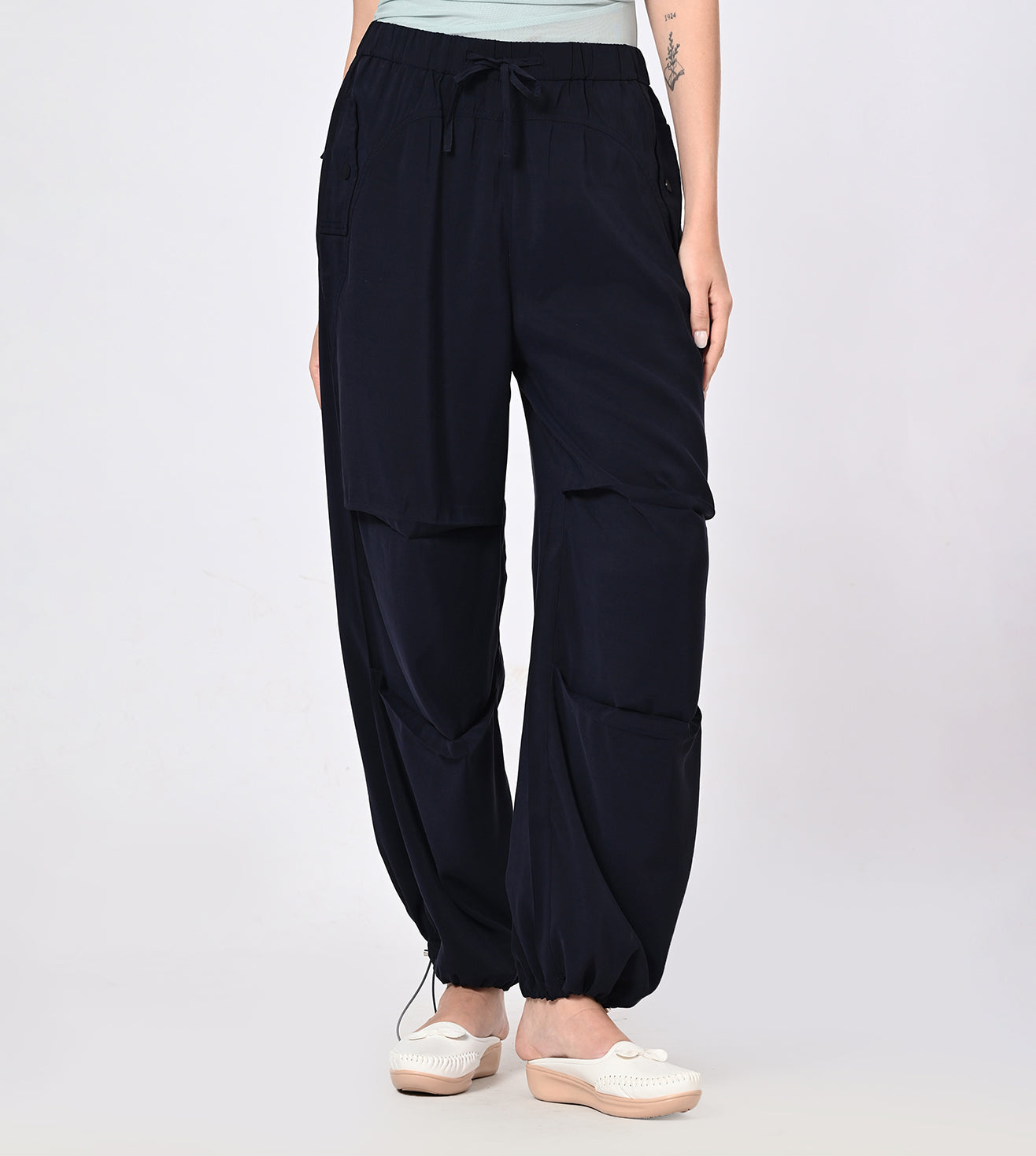 Navy Polynosic Utility Cargo Pants