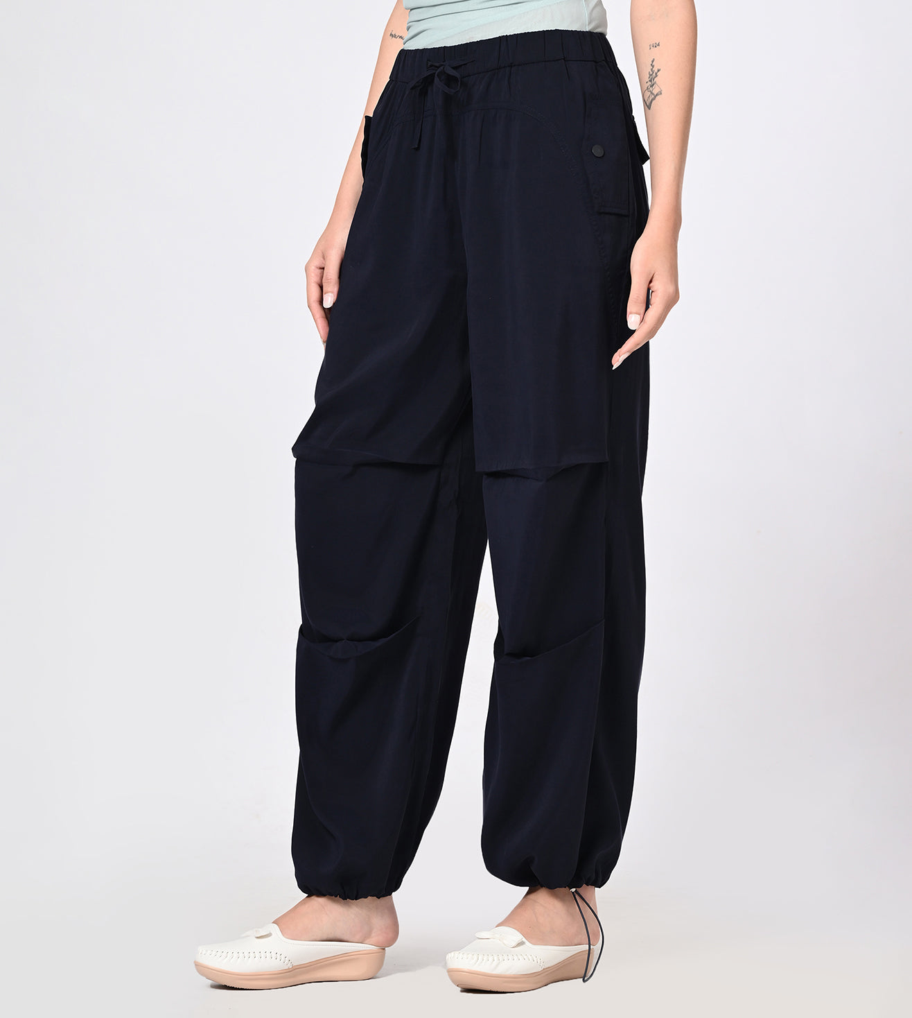 Navy Polynosic Utility Cargo Pants