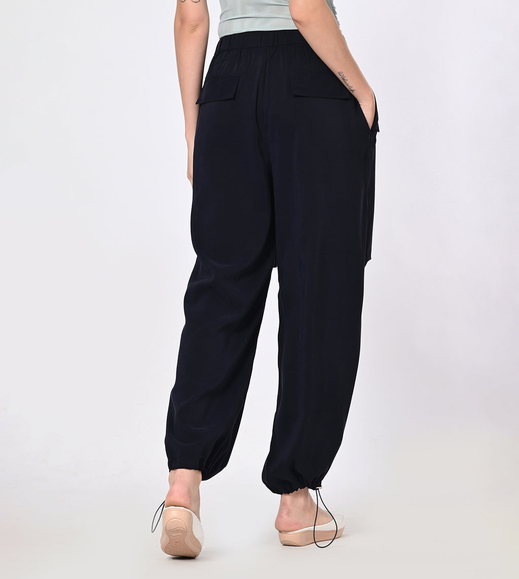 Navy Polynosic Utility Cargo Pants