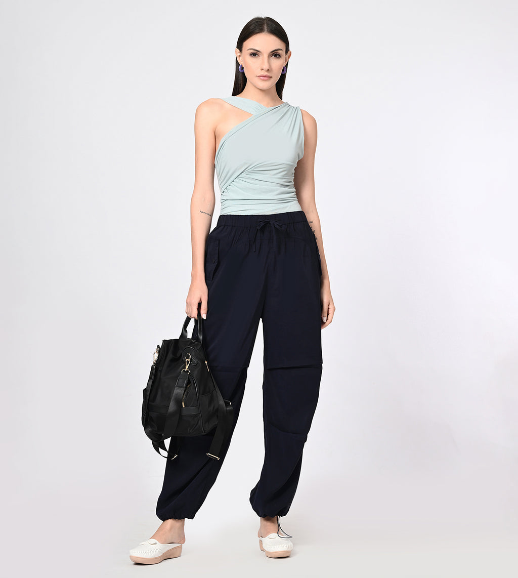 Navy Polynosic Utility Cargo Pants