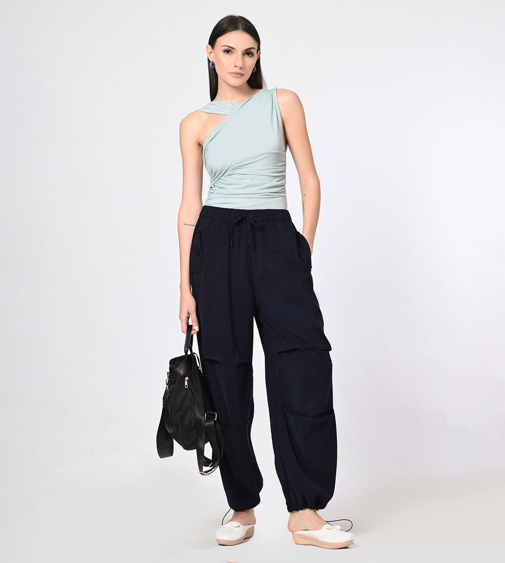 Navy Polynosic Utility Cargo Pants