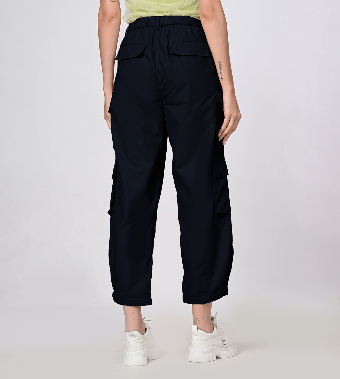 Nylon Blend Navy Cargo Pants