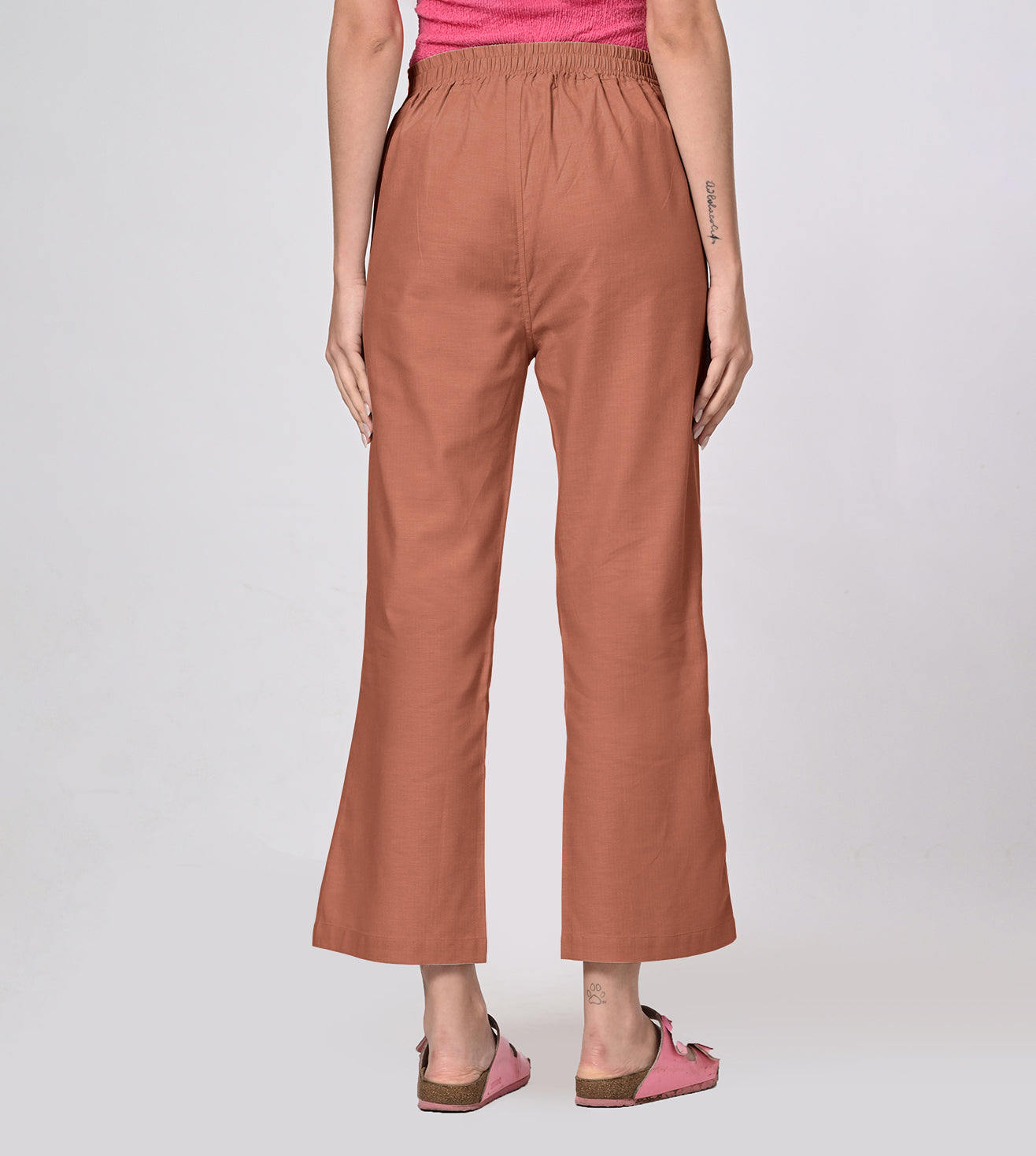 Rayon High Waisted Stone Casual Pants
