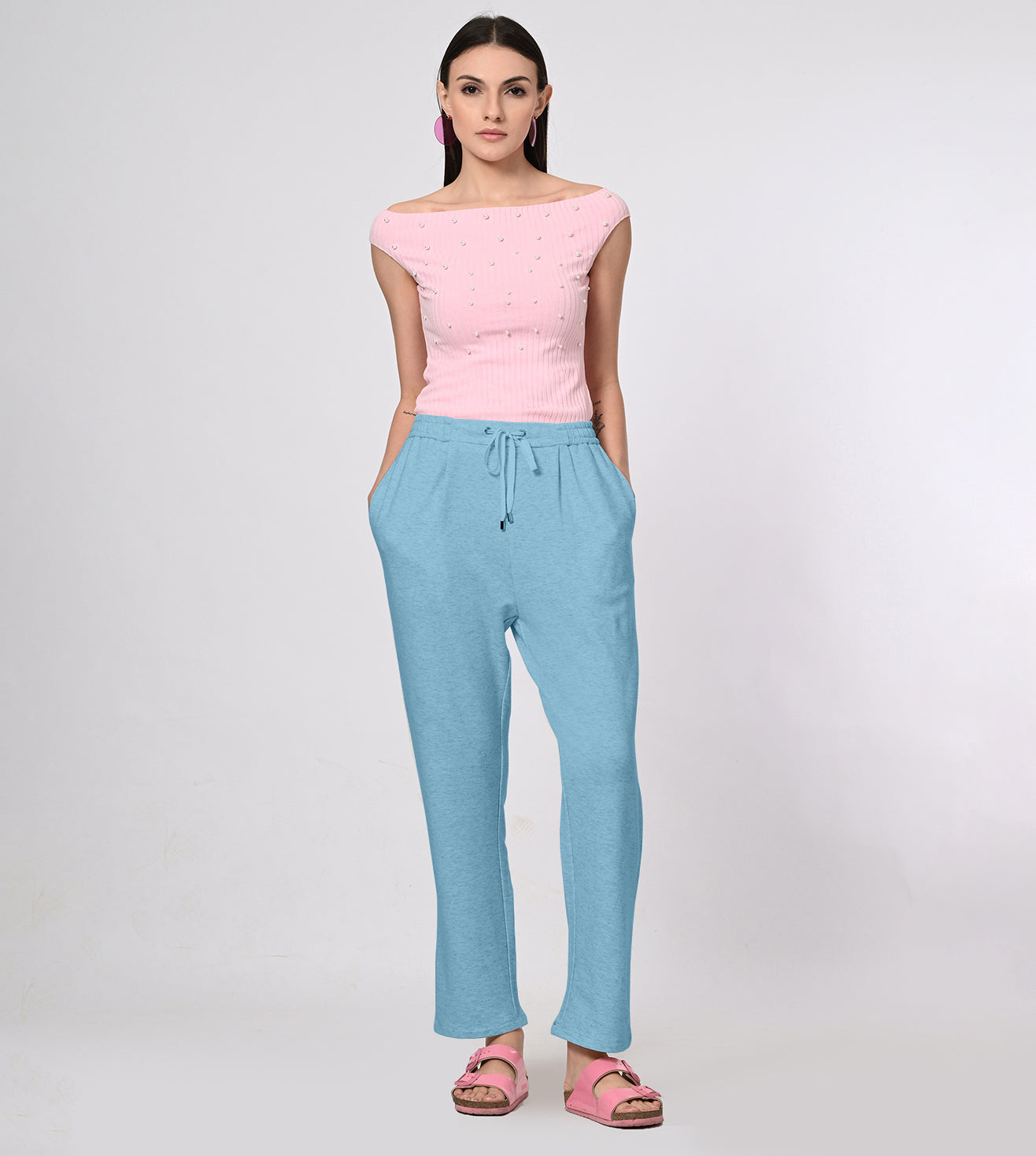 Modal Fleece Sky Blue Track Pants