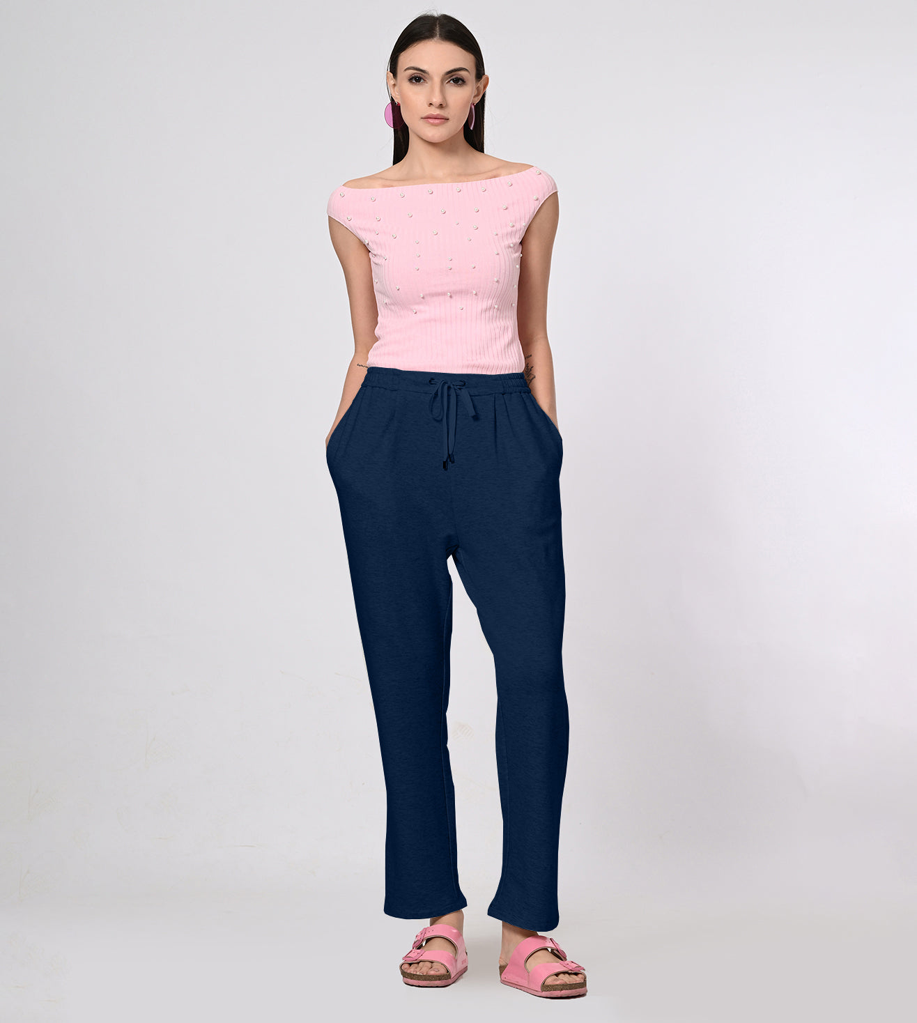 Modal Fleece Navy Track Pants