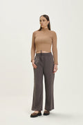 Dark Grey Polynosic Relaxed Fit Wide Leg Pants