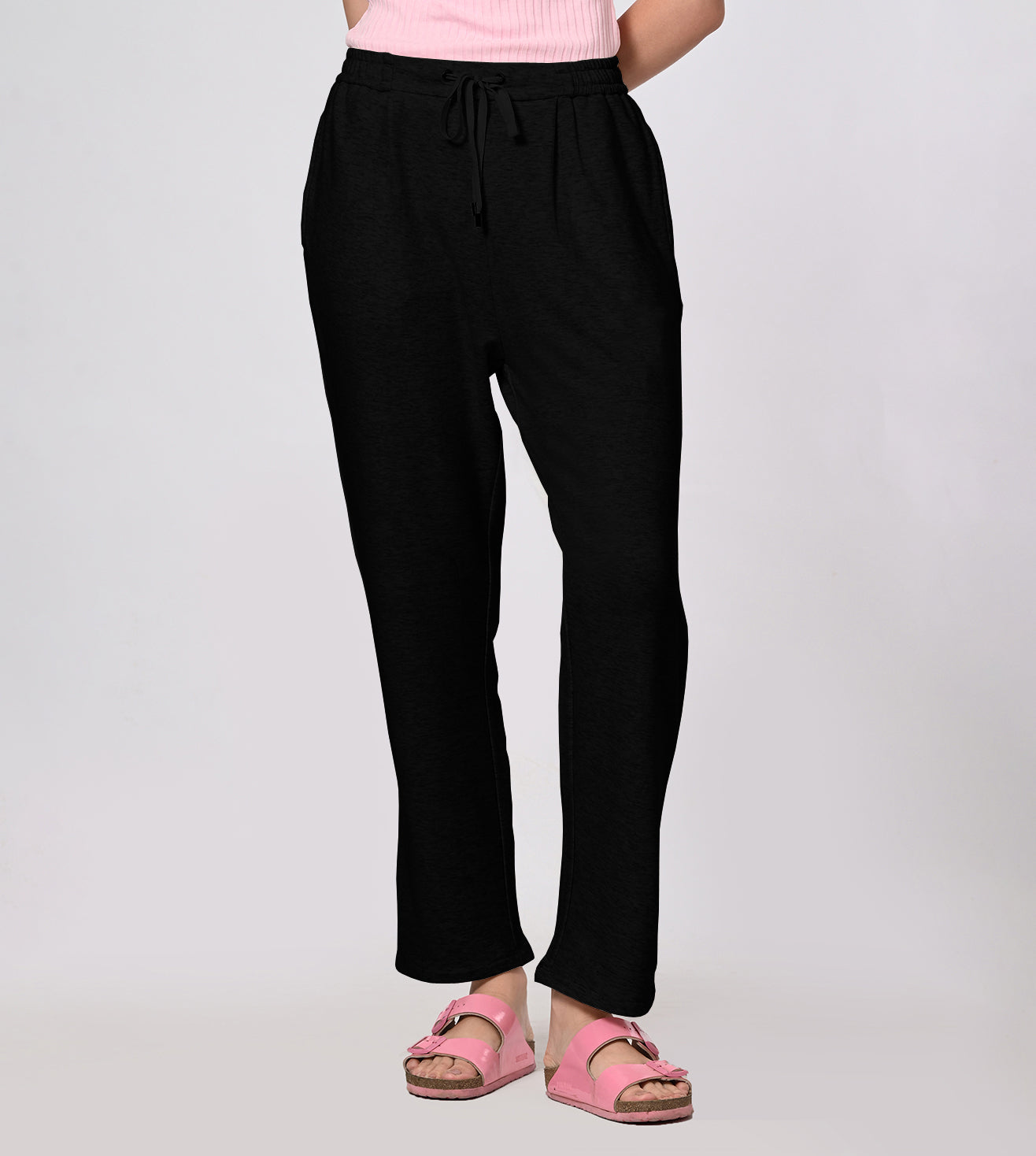 Modal Fleece Black Track Pants