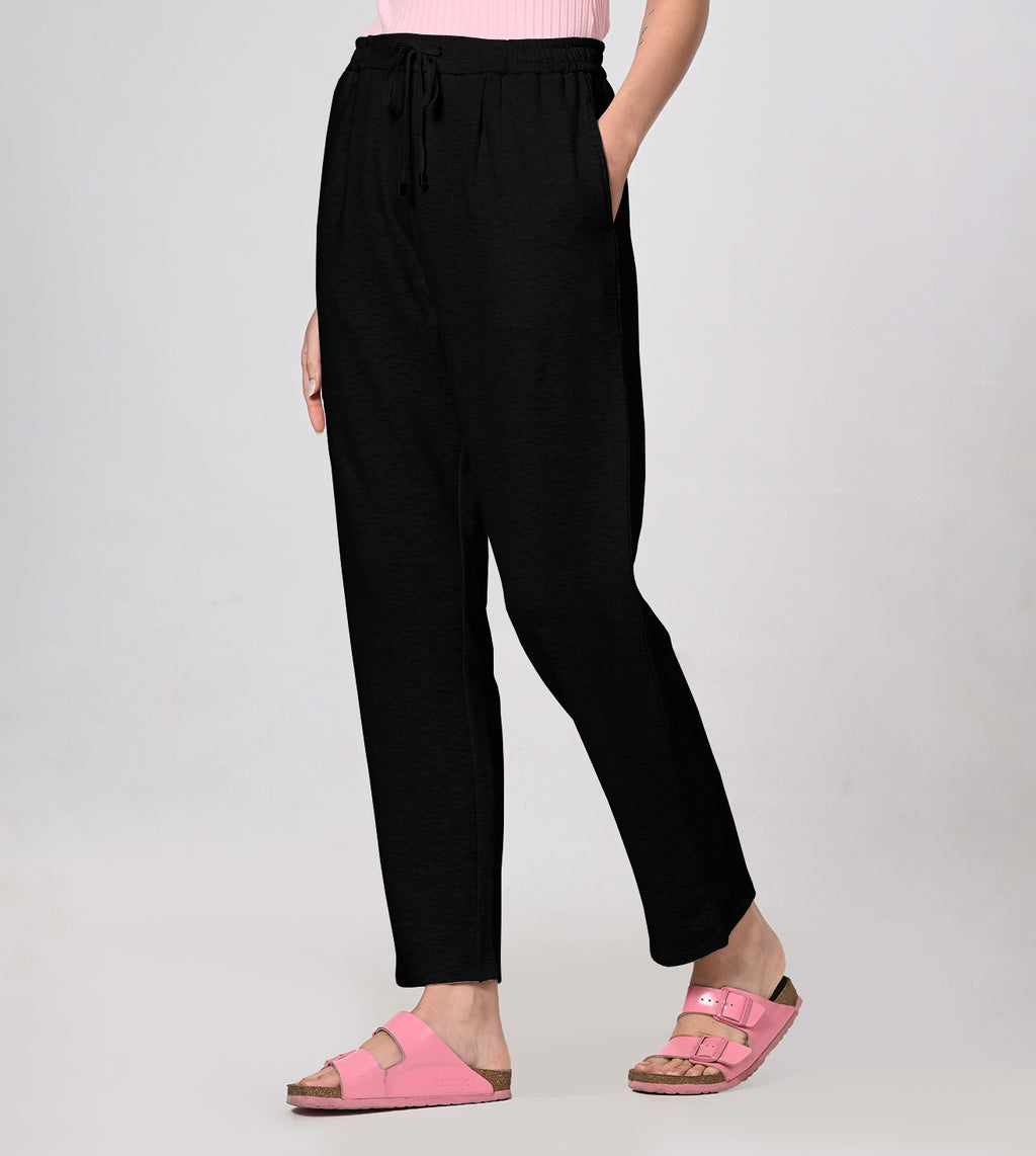 Modal Fleece Black Track Pants