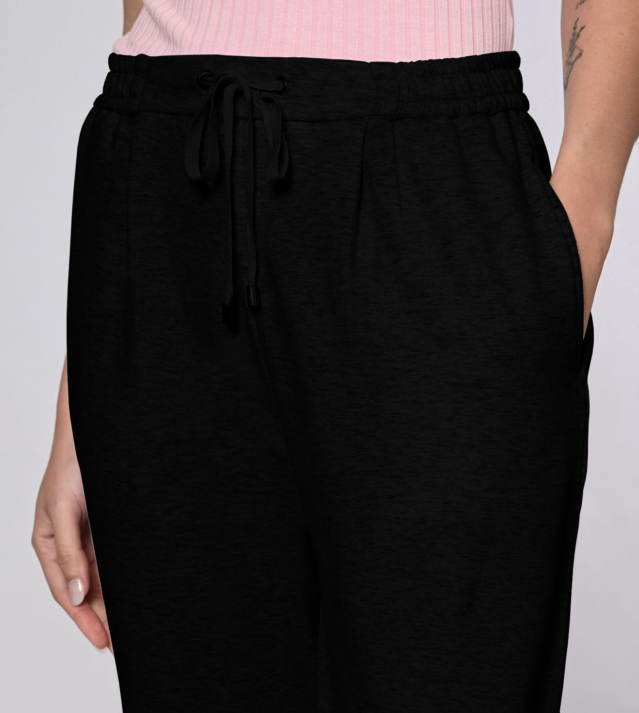 Modal Fleece Black Track Pants