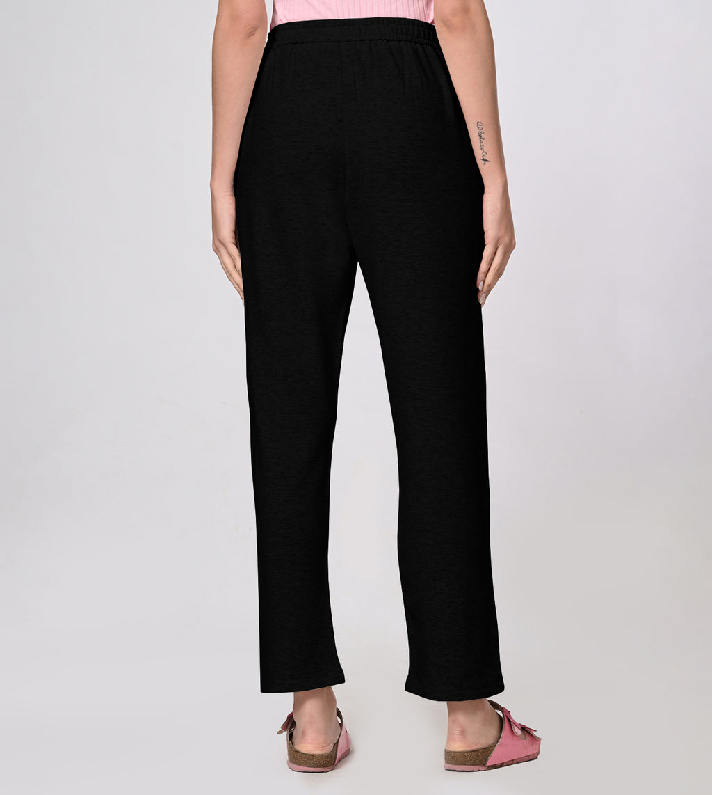 Modal Fleece Black Track Pants